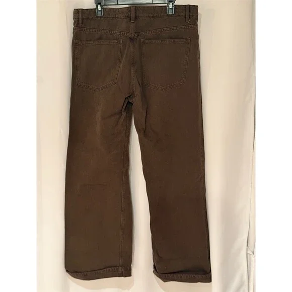 ZARA Jeans Womens Size 12 Brown Straight Leg 5-Pocket High Rise Denim - Picture 3 of 8